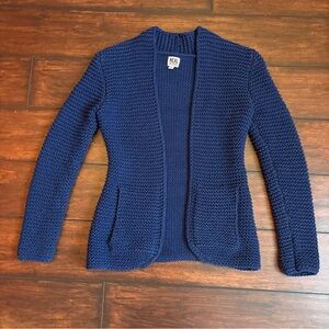 Neal Sterling Blue Chunky Knit Slim Fit Cardigan Size M with Pockets